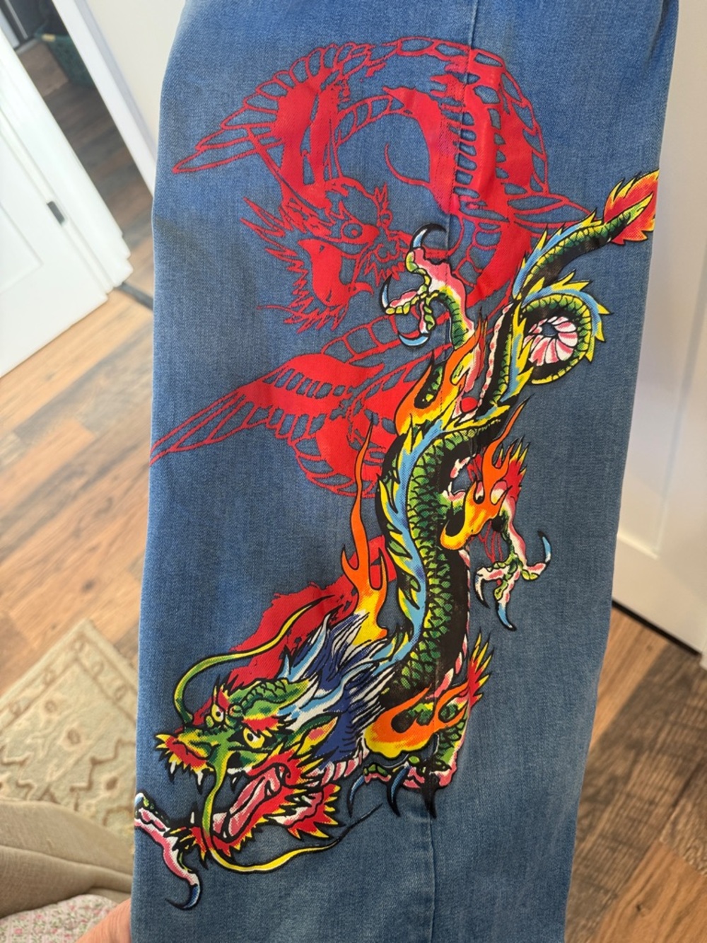 Ed Hardy Women's Blue Denim Jeans with Dragon - Picture 6 of 8